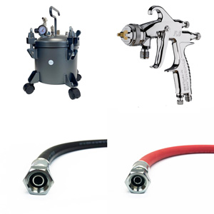 10 Litre Pressure Pot, Hoses and DeVilbiss Gun Package