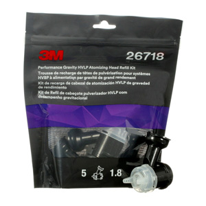 3M Performance Gravity HVLP Atomizing Head Clear, 1.8 Pack of 5