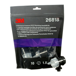 3M Performance Pressure HVLP Atomizing Head Clear, 1.8 Pack of 10